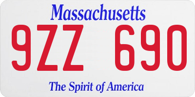 MA license plate 9ZZ690