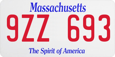 MA license plate 9ZZ693