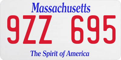 MA license plate 9ZZ695