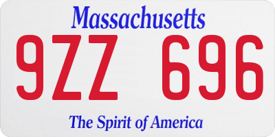 MA license plate 9ZZ696