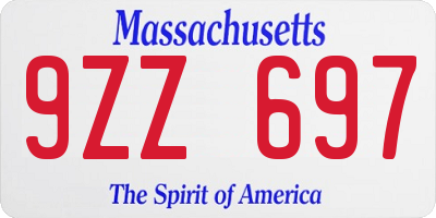 MA license plate 9ZZ697