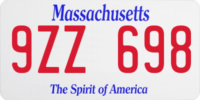 MA license plate 9ZZ698