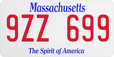 MA license plate 9ZZ699