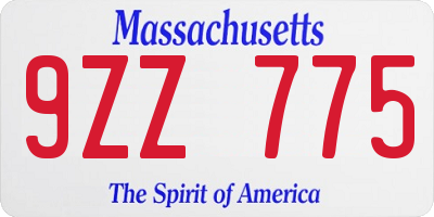 MA license plate 9ZZ775