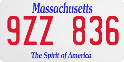 MA license plate 9ZZ836