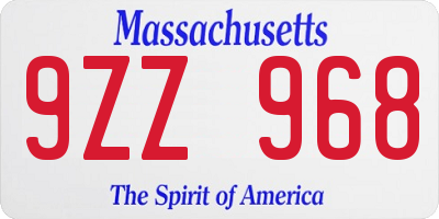 MA license plate 9ZZ968