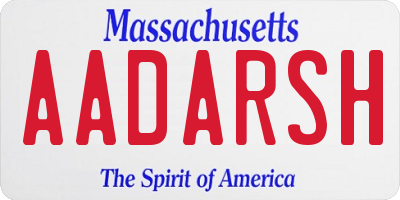 MA license plate AADARSH