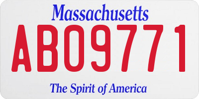 MA license plate AB09771