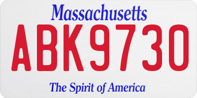 MA license plate ABK9730