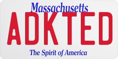 MA license plate ADKTED