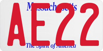 MA license plate AE22