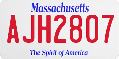 MA license plate AJH2807