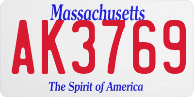 MA license plate AK3769
