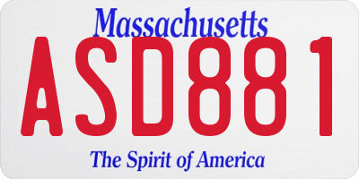 MA license plate ASD881