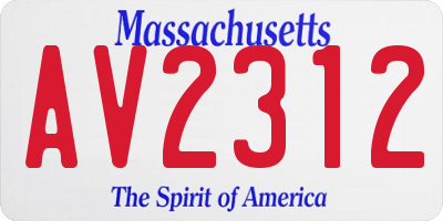 MA license plate AV2312