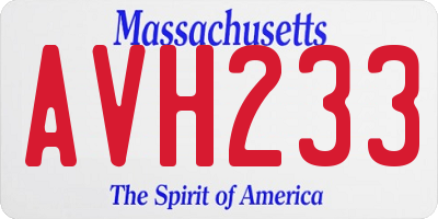 MA license plate AVH233