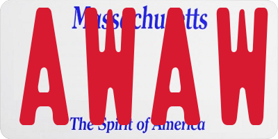 MA license plate AWAW