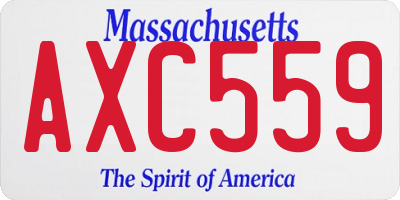 MA license plate AXC559