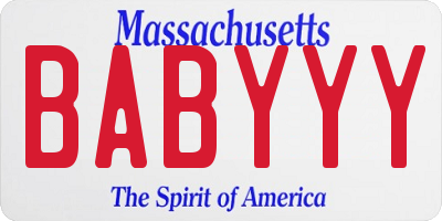 MA license plate BABYYY