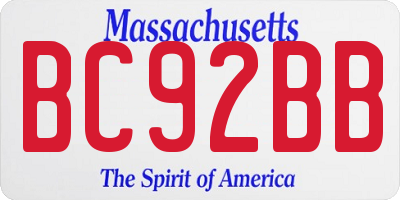 MA license plate BC92BB