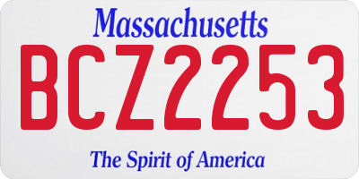 MA license plate BCZ2253
