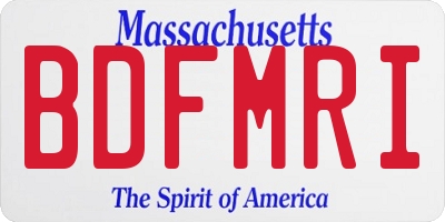 MA license plate BDFMRI