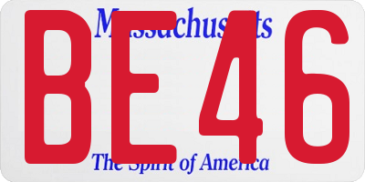 MA license plate BE46