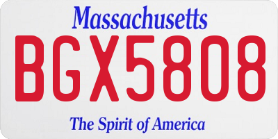 MA license plate BGX5808
