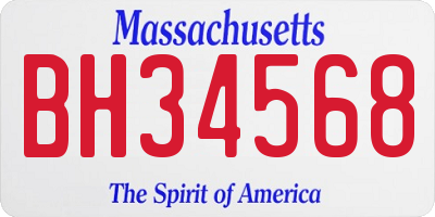 MA license plate BH34568