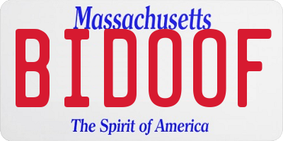 MA license plate BIDOOF