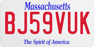 MA license plate BJ59VUK