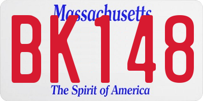 MA license plate BK148