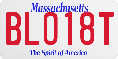 MA license plate BLO18T