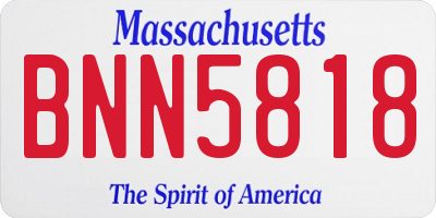 MA license plate BNN5818