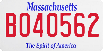 MA license plate BO40562