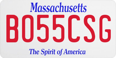 MA license plate BO55CSG