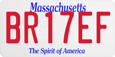 MA license plate BR17EF