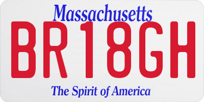 MA license plate BR18GH