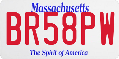 MA license plate BR58PW