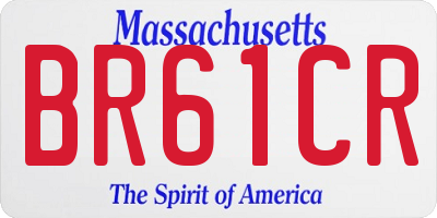 MA license plate BR61CR