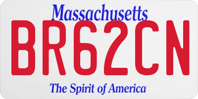 MA license plate BR62CN