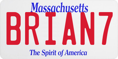 MA license plate BRIAN7