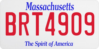 MA license plate BRT4909