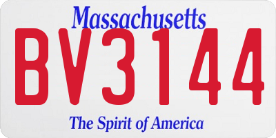 MA license plate BV3144