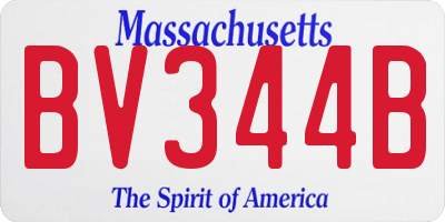 MA license plate BV344B