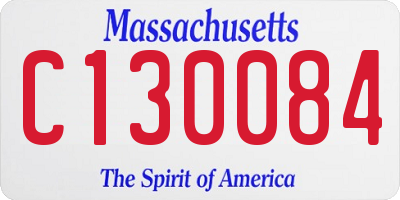 MA license plate C130084