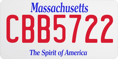 MA license plate CBB5722