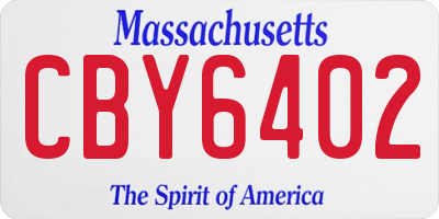 MA license plate CBY6402