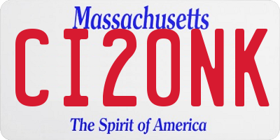 MA license plate CI20NK