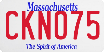 MA license plate CKN075